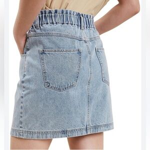 Reitmans Light Blue Denim Mini Skirt w Paper Bag Waist - Plus Size